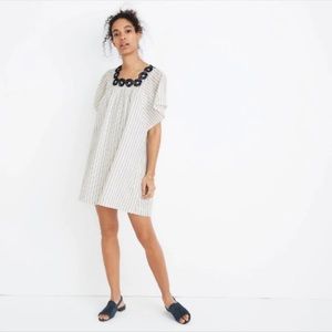 Madewell Navy and White Stripped Embroidered Dress